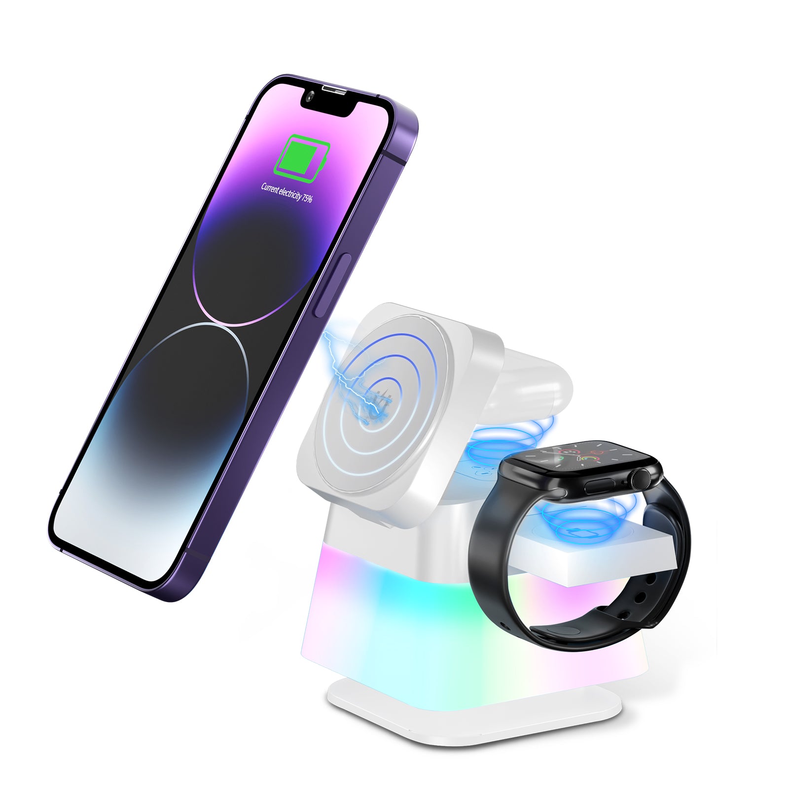 4-in-1 Wireless Charging Station with Colorful LED Lighting