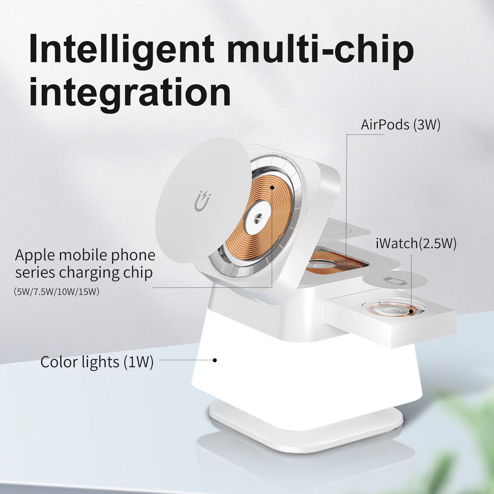 4-in-1 Wireless Charging Station with Colorful LED Lighting