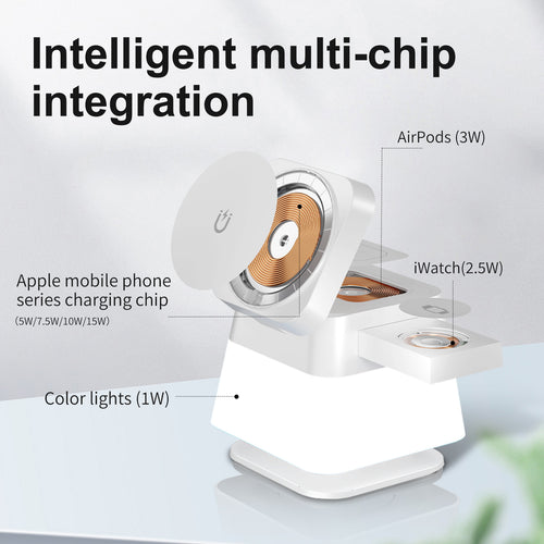 4-in-1 Wireless Charging Station with Colorful LED Lighting